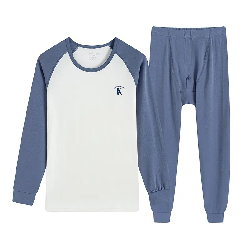 贴身领域 舒适亲肤圆领打底防寒保暖套装 男款