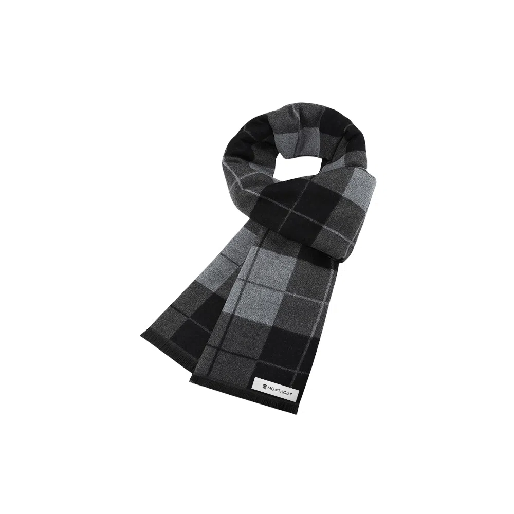 梦特娇 保暖时尚格子休闲百搭商务风 绒线围巾 男款