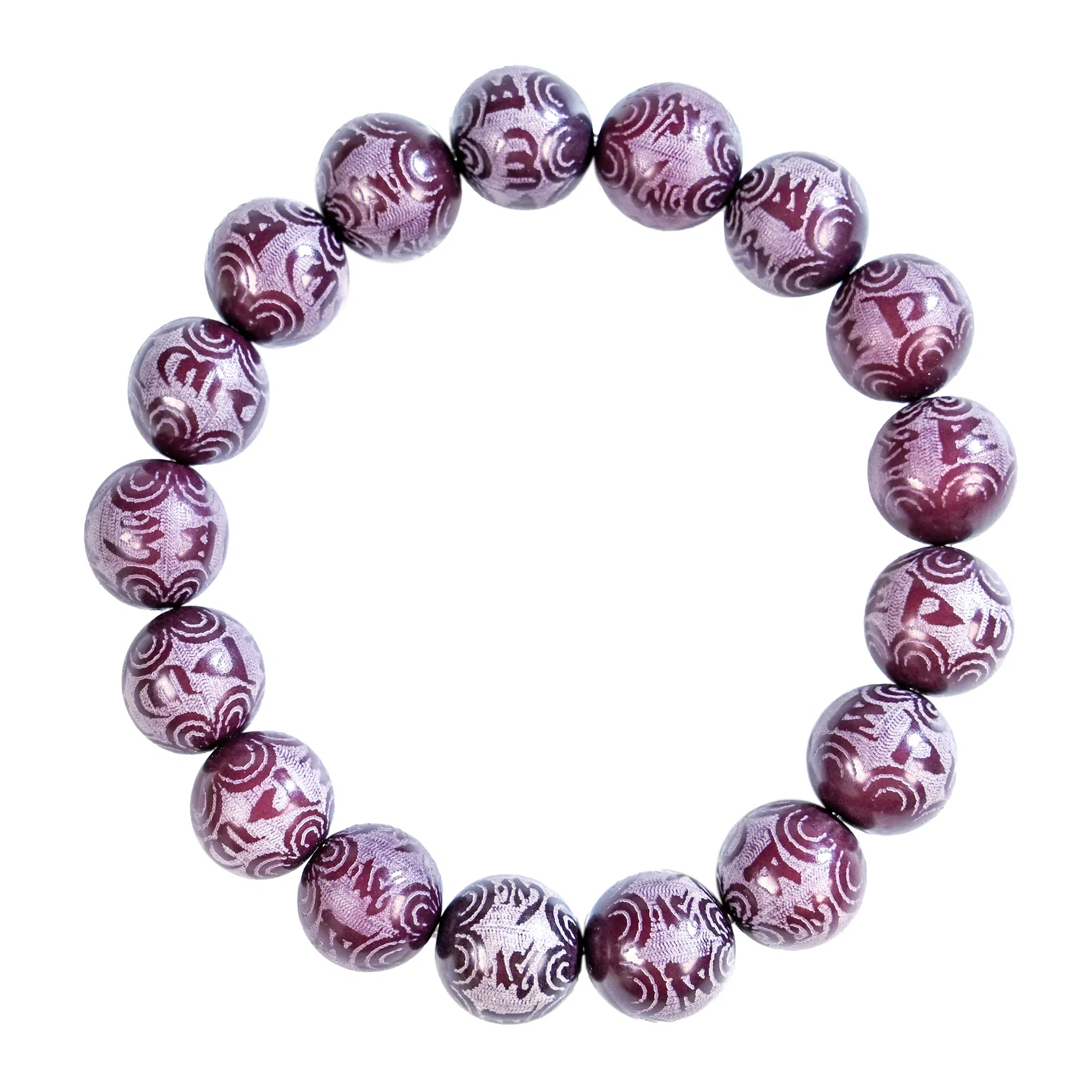 物㯖 国潮雕刻六字真言浅紫冰飘花佛珠招财纳福考试考研上岸绕指柔文艺民族风转运手持 好运 白玉菩提 手串 男女同款情侣款