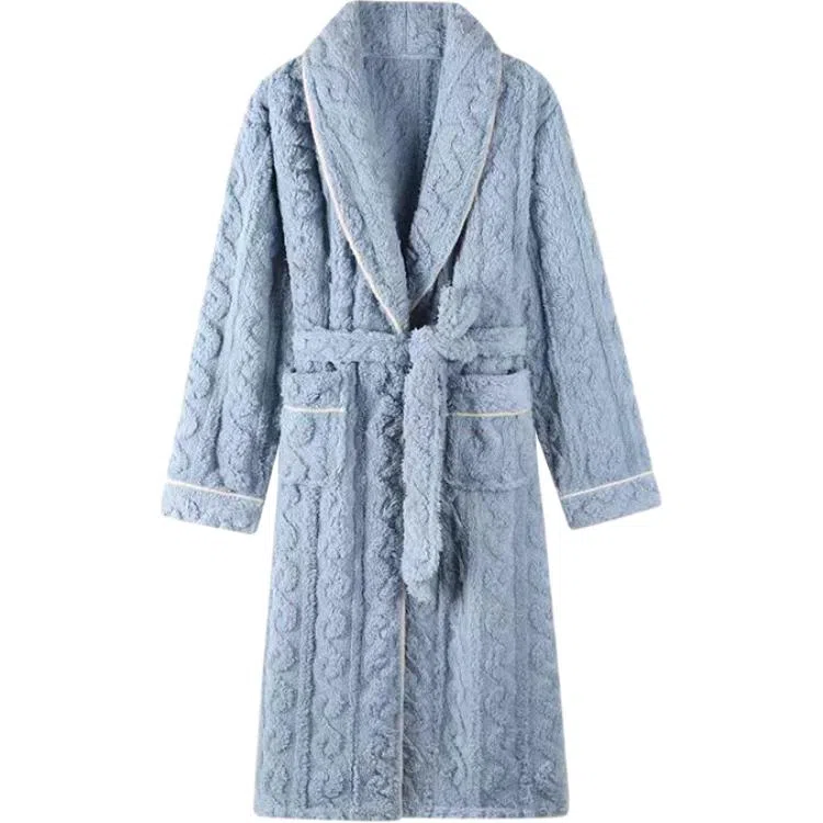 秀黛 翻领简约舒适休闲长袖睡袍 男款