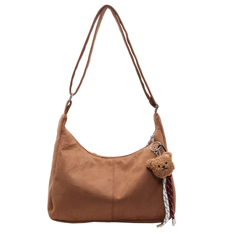 轩玺 简约大容量时尚百搭休闲 麂皮绒 托特包单肩手提斜挎包 常规 女款 棕色/黑色/卡其色/红色