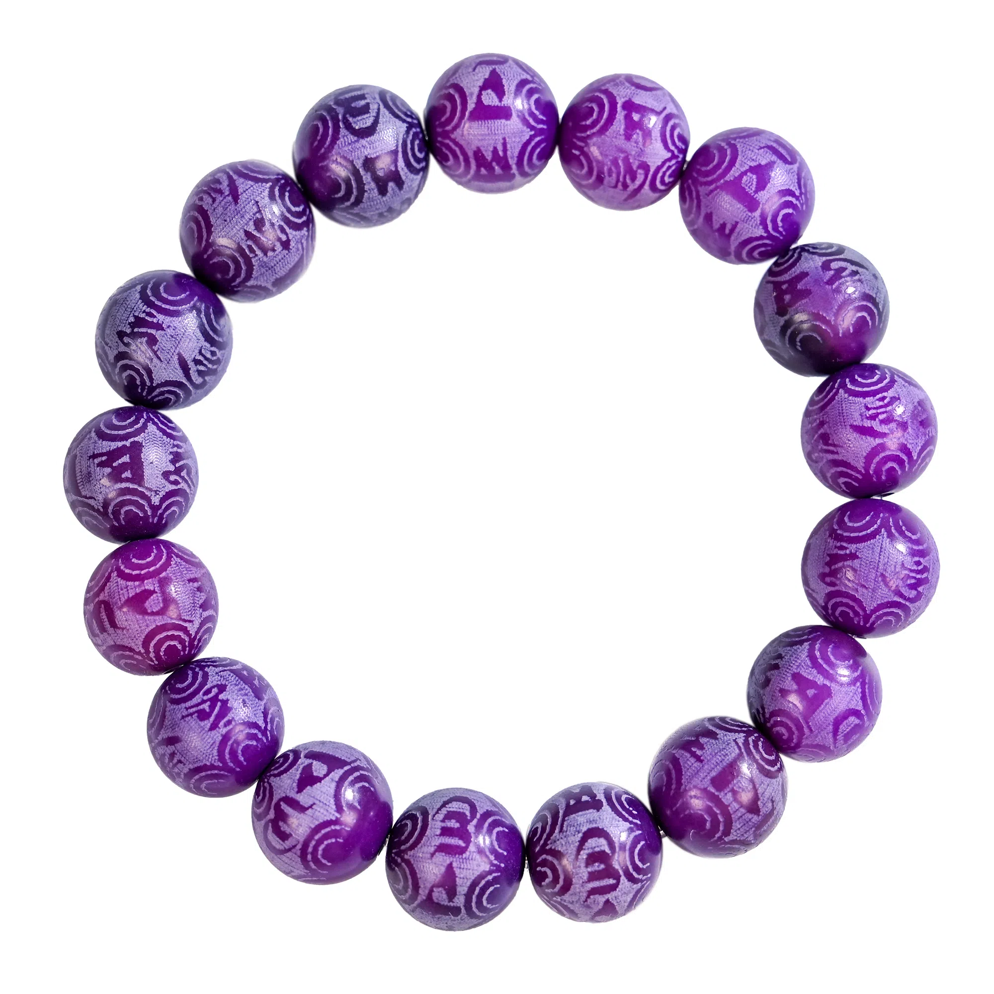 物㯖 国潮雕刻六字真言浅紫冰飘花佛珠招财纳福考试考研上岸绕指柔文艺民族风转运手持 好运 白玉菩提 手串 男女同款情侣款