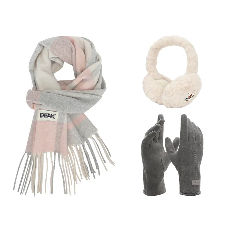 匹克 秋冬保暖套装 柔软亲肤甜美小清新 流苏撞色韩风 聚酯纤维 绒线围巾 男女同款情侣款