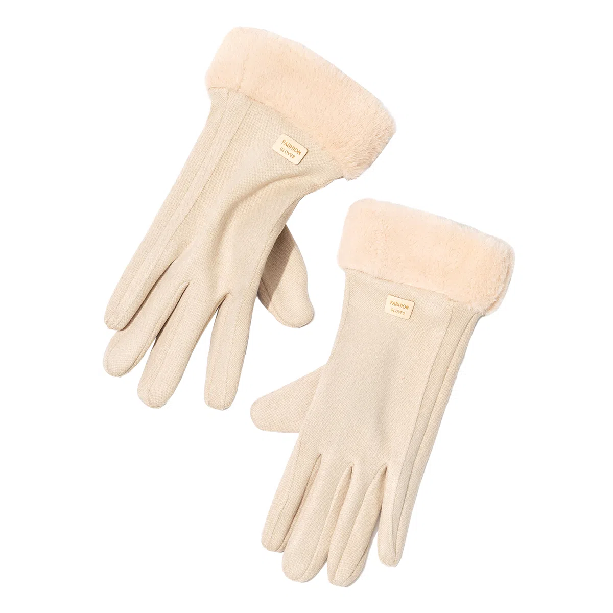 上海故事 秋冬季毛毛口 保暖可爱加绒加厚 骑行触屏冬天日系 聚酯纤维 绒线手套 女款