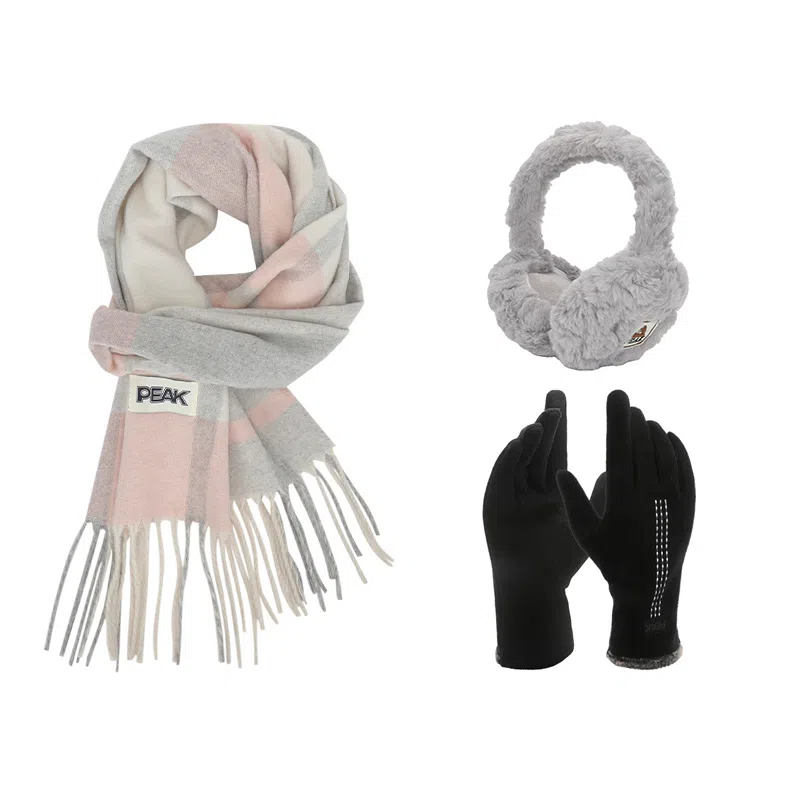 匹克 秋冬保暖套装 柔软亲肤甜美小清新 流苏撞色韩风 聚酯纤维 绒线围巾 男女同款情侣款