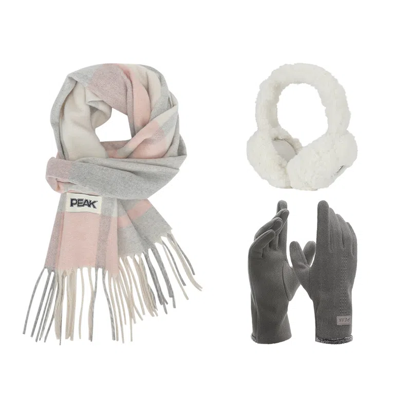 匹克 秋冬保暖套装 柔软亲肤甜美小清新 流苏撞色韩风 聚酯纤维 绒线围巾 男女同款情侣款