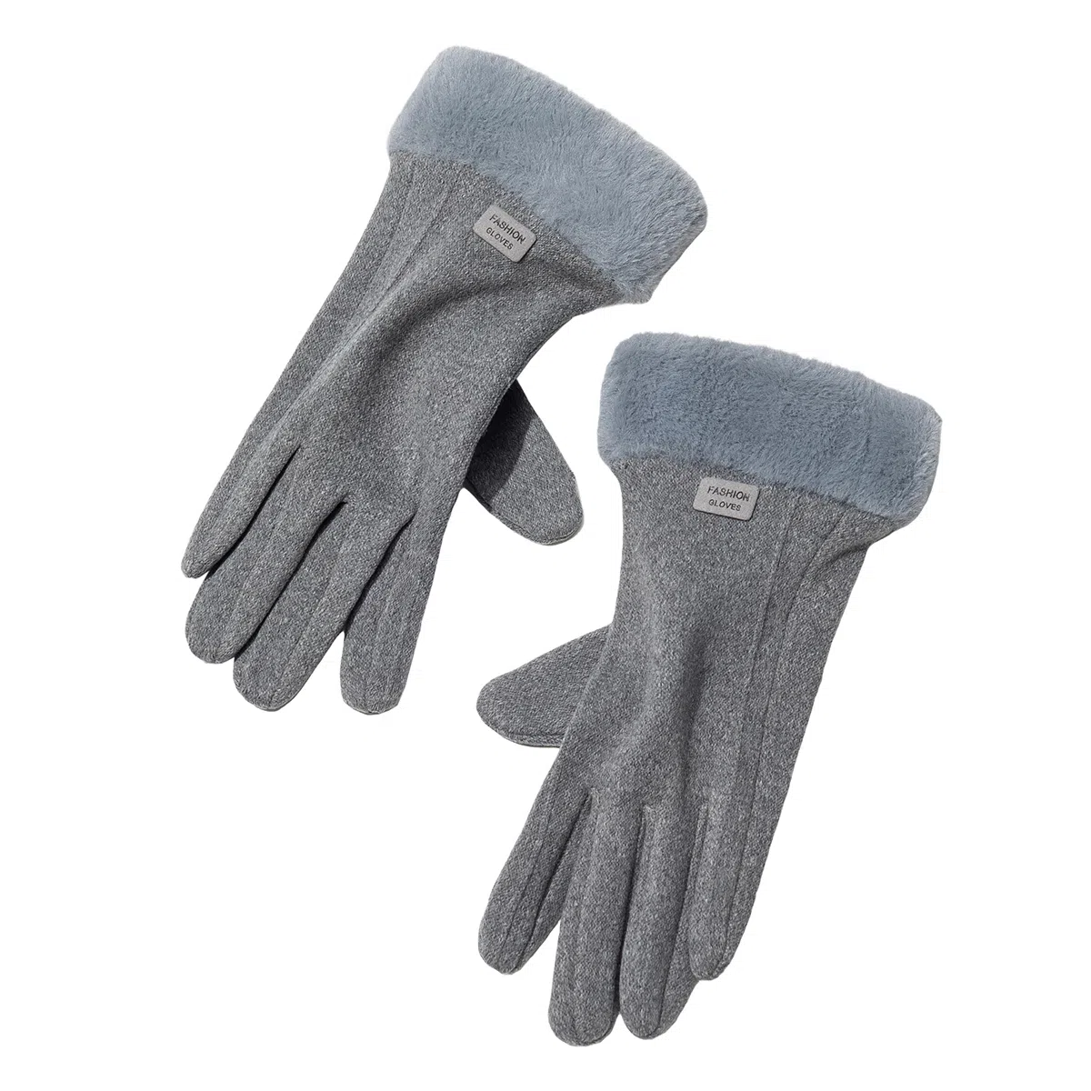 上海故事 秋冬季毛毛口 保暖可爱加绒加厚 骑行触屏冬天日系 聚酯纤维 绒线手套 女款