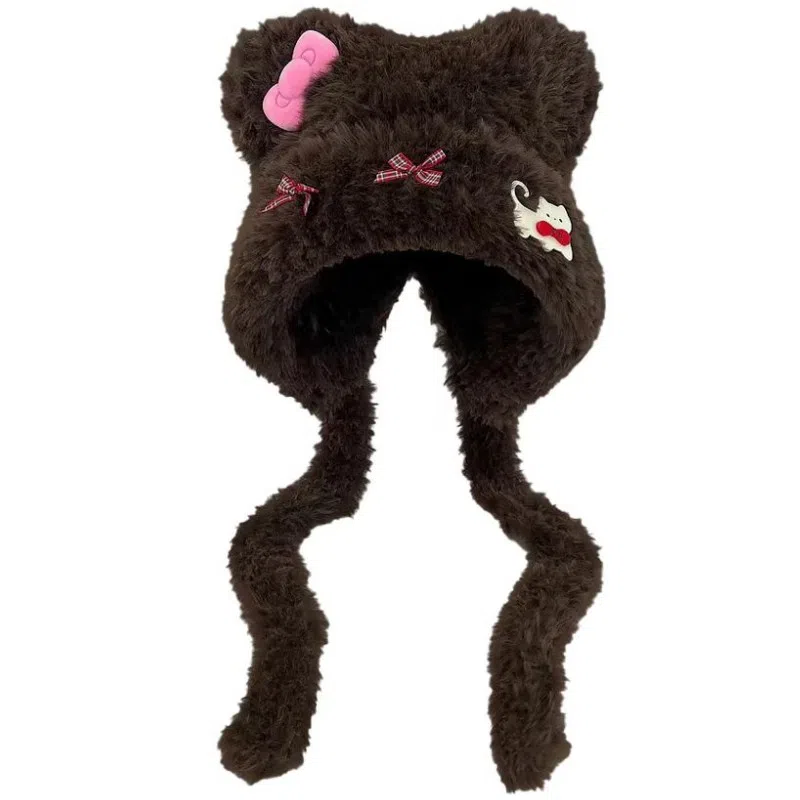 佩洛依 秋冬必备 小熊耳朵蝴蝶结套头 保暖甜美显脸小可爱时尚小众学生百搭 涤纶 绒线帽 男女同款情侣款