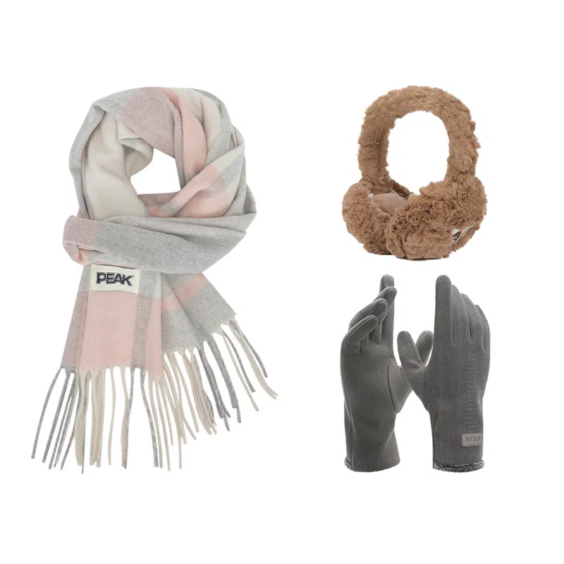 匹克 秋冬保暖套装 柔软亲肤甜美小清新 流苏撞色韩风 聚酯纤维 绒线围巾 男女同款情侣款