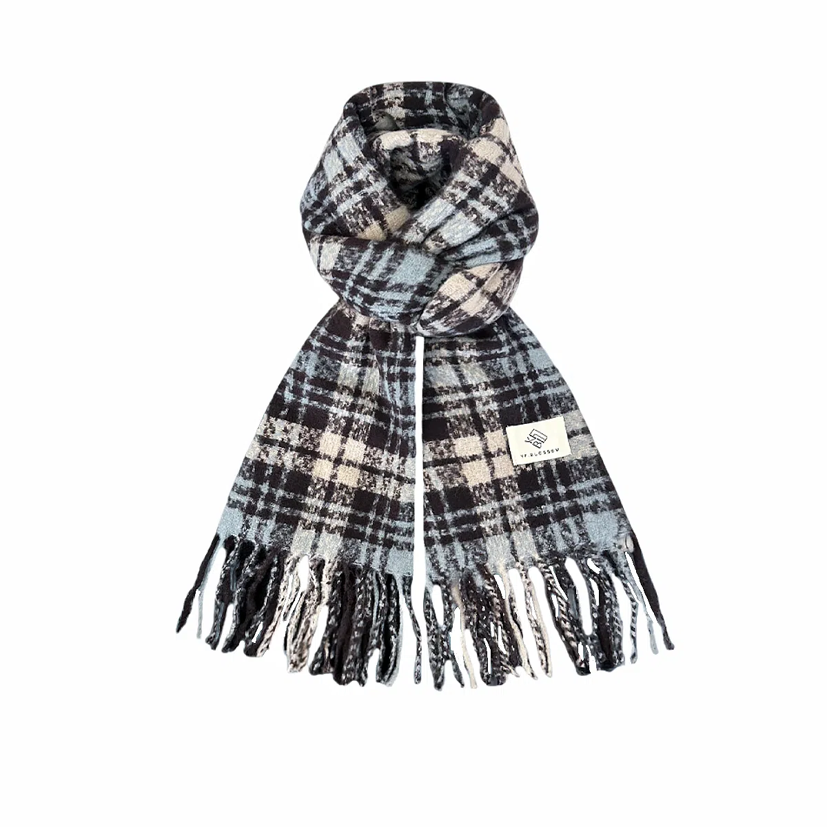 北极绒 网红格子高级感秋冬加厚保暖披肩干枯玫瑰粉围脖 绒线围巾 女款