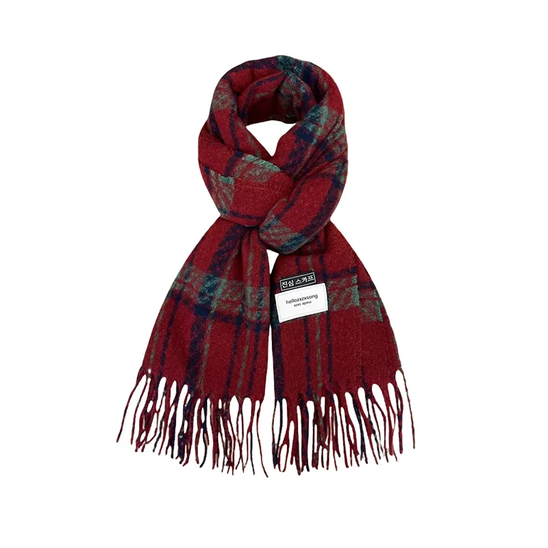 北极绒 日系复古氛围感深棕色格子秋冬学生加厚保暖百搭气质格纹咖啡色高级感条纹围脖 聚酯纤维 绒线围巾 男女同款情侣款