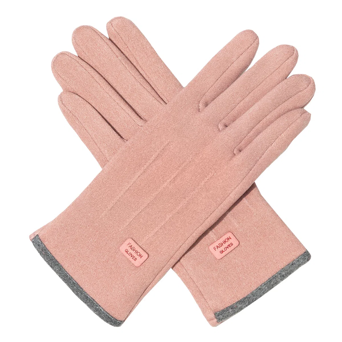 上海故事 秋冬季加绒保暖个性线条拼色户外骑车开车骑行触屏 聚酯纤维 绒线手套 女款