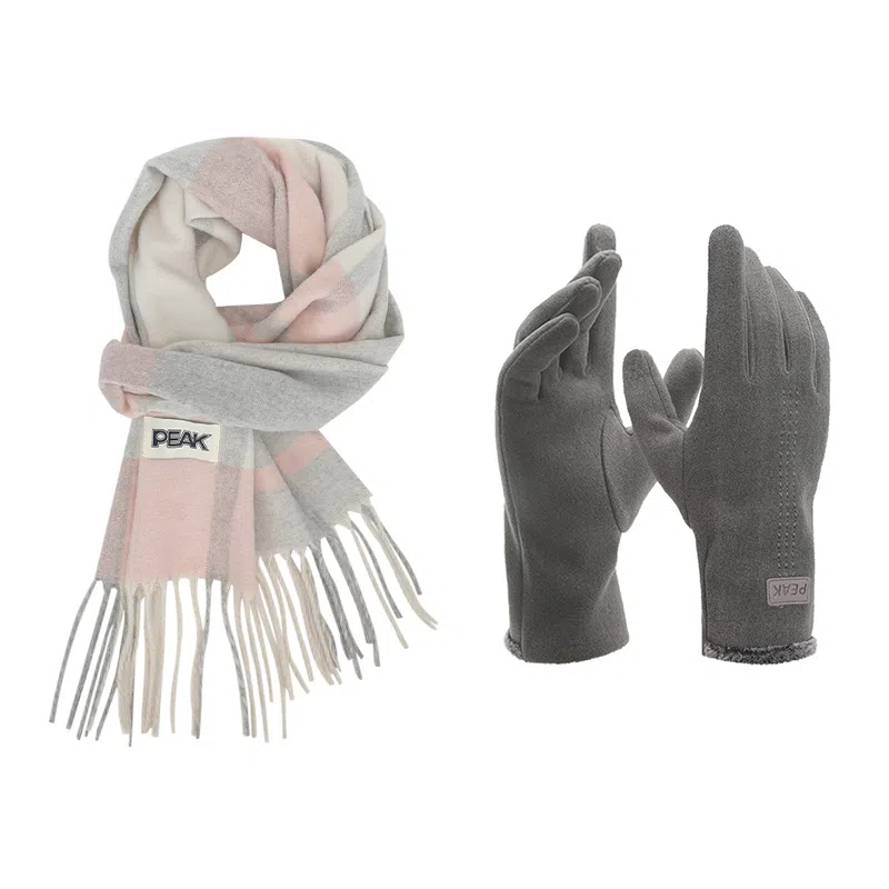 匹克 秋冬保暖套装 柔软亲肤甜美小清新 流苏撞色韩风 聚酯纤维 绒线围巾 男女同款情侣款