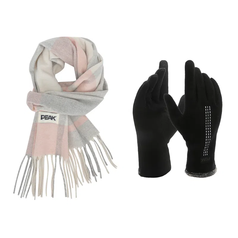 匹克 秋冬保暖套装 柔软亲肤甜美小清新 流苏撞色韩风 聚酯纤维 绒线围巾 男女同款情侣款