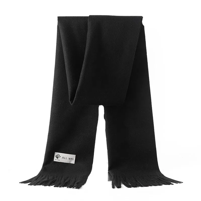 山一丸 仿羊绒冬季纯色百搭韩版保暖秋冬披肩流苏高级感 绒线围巾 男女同款情侣款