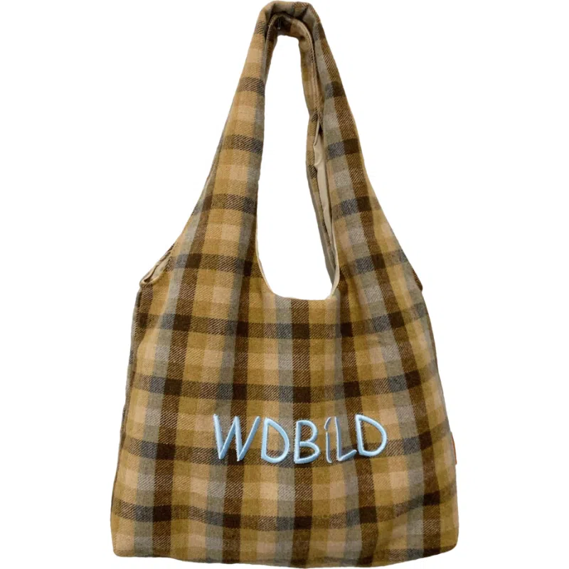 垣途者 日系复古格子休闲韩版刺绣学生上课包 涤纶 单肩包 女款 多色