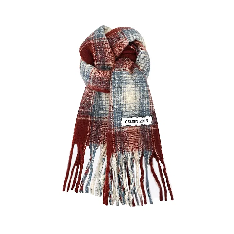 浪莎 拍照超出片的复古美拉德格子围巾韩系高级氛围感加厚保暖围脖 男女同款情侣款 礼盒装 绒线围巾 男女同款情侣款