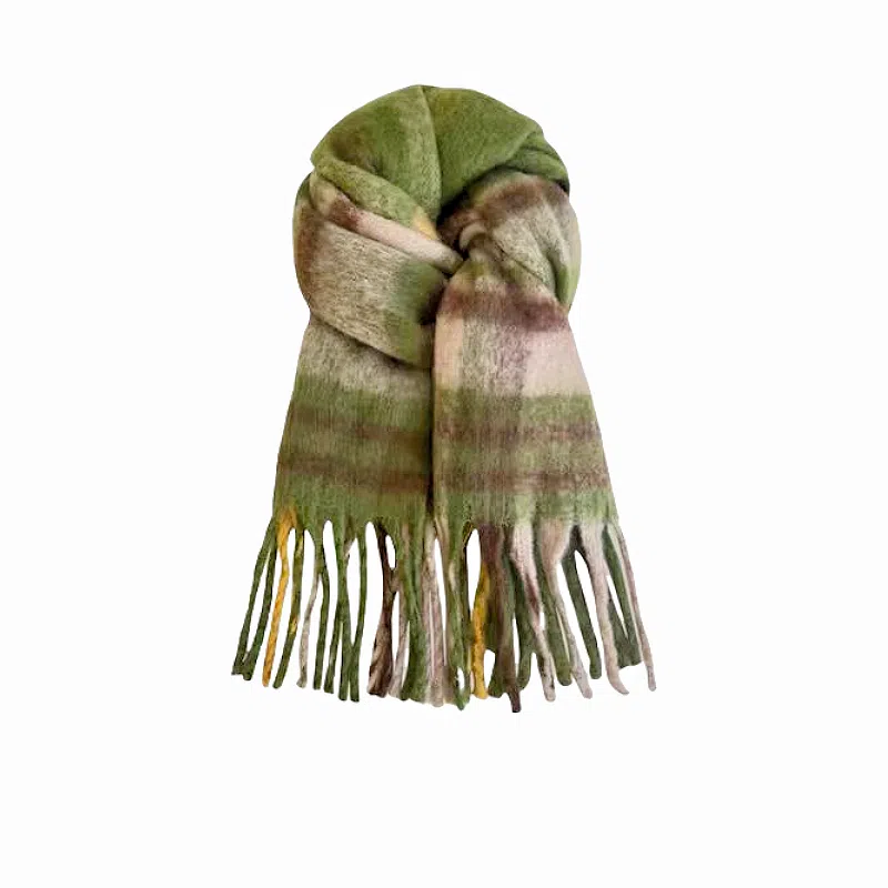 北极绒 冬季高级感格子英伦风学院超大长加厚保暖氛围感 绒线围巾 男女同款情侣款