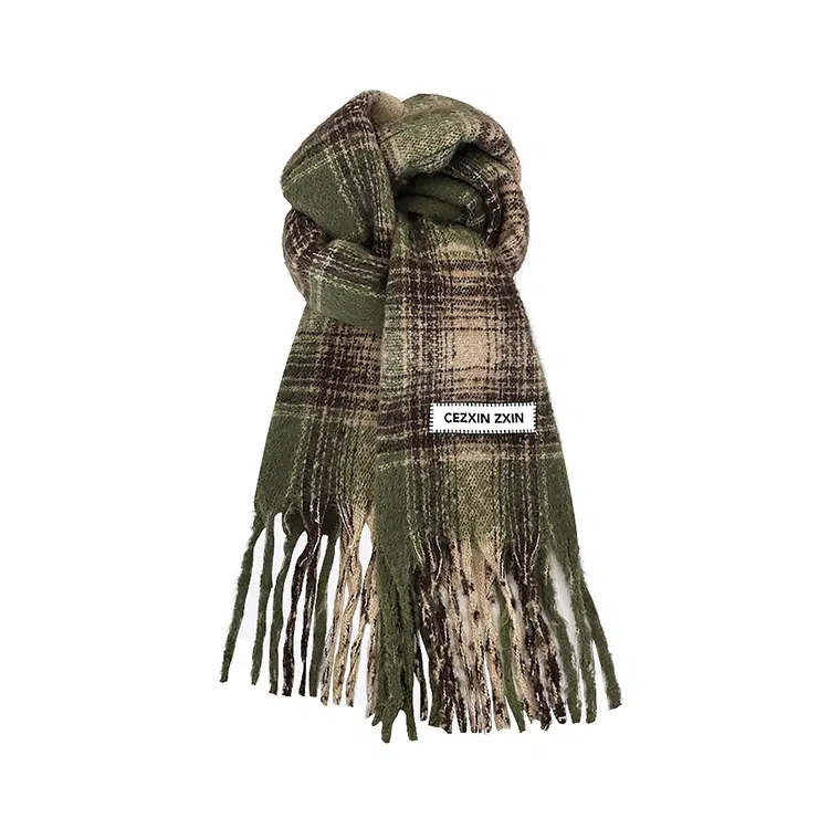 浪莎 拍照超出片的复古美拉德格子围巾韩系高级氛围感加厚保暖围脖 男女同款情侣款 礼盒装 绒线围巾 男女同款情侣款