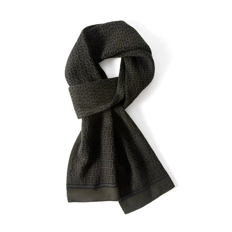 山一丸 秋冬季加厚保暖韩版百搭时尚字母 绒线围巾 男款