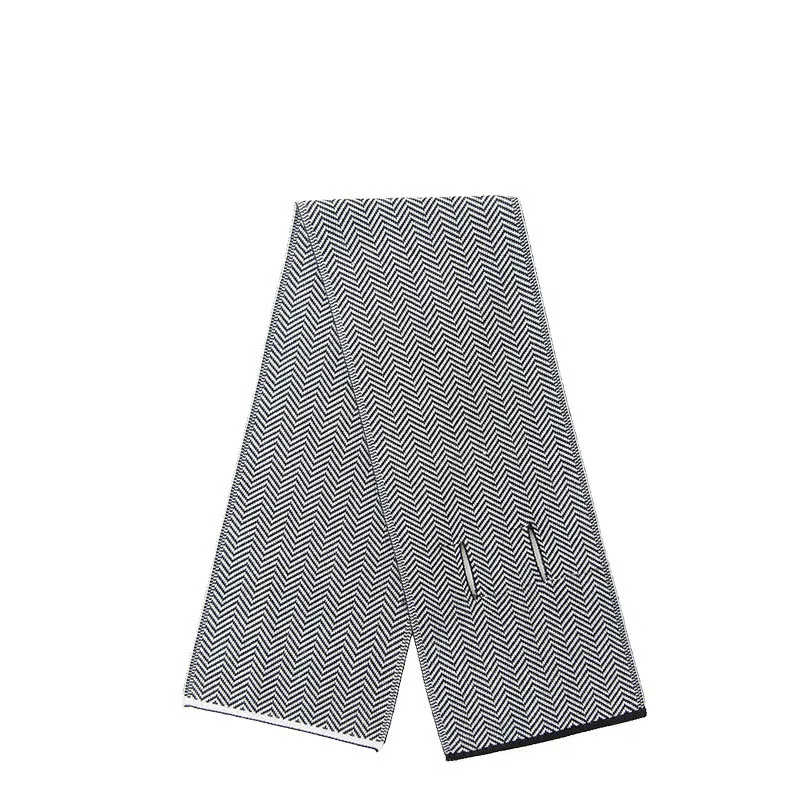 山一丸 短款简约线条高级感秋冬西装领巾保暖护颈气质 绒线围巾 男女同款情侣款