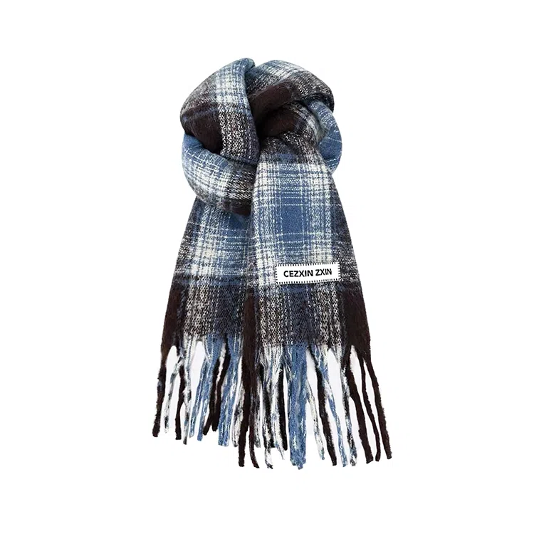 浪莎 拍照超出片的复古美拉德格子围巾韩系高级氛围感加厚保暖围脖 男女同款情侣款 礼盒装 绒线围巾 男女同款情侣款