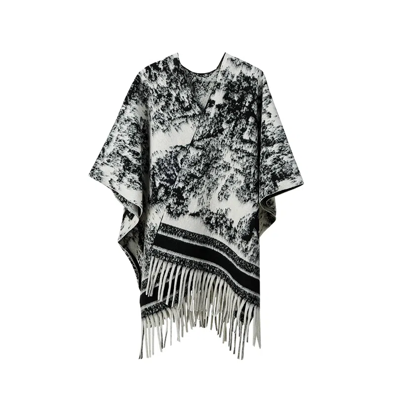 纳兰杜 高级感保暖加厚旅游拍照时尚百搭实用 礼盒装 仿羊绒 披肩 女款 水墨色