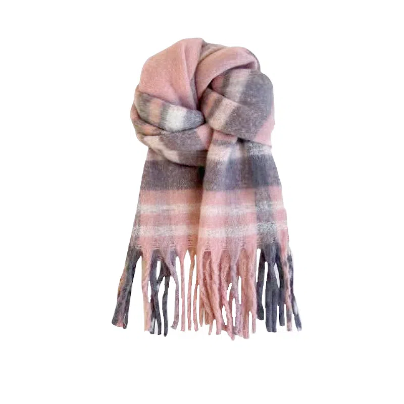 北极绒 冬季高级感格子英伦风学院超大长加厚保暖氛围感 绒线围巾 男女同款情侣款