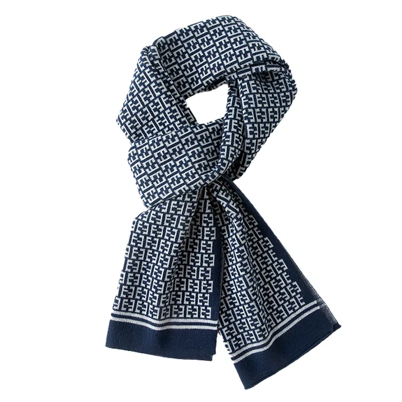 山一丸 秋冬季加厚保暖韩版百搭时尚字母 绒线围巾 男款