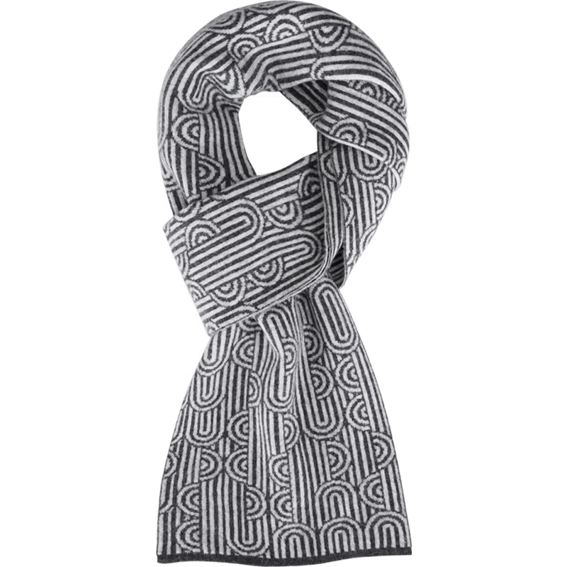 啄木鸟 欧美时尚纯羊毛秋冬季加厚保暖防风商务休闲围脖新款韩式条纹高档脖套精装 绒线围巾 男款