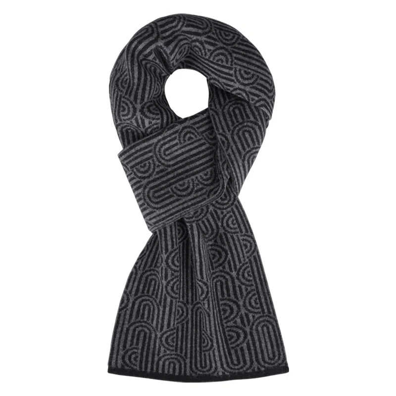 啄木鸟 欧美时尚纯羊毛秋冬季加厚保暖防风商务休闲围脖新款韩式条纹高档脖套精装 绒线围巾 男款