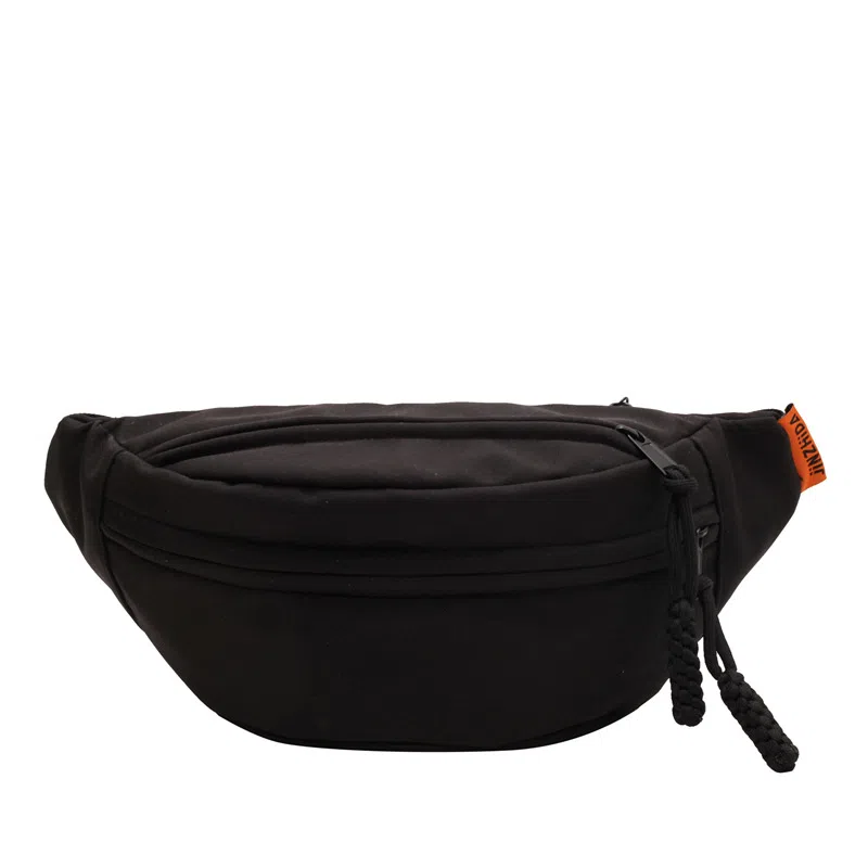 泰克森 休闲简约日常通勤时尚百搭 帆布 单肩斜挎帆布胸包 男女同款情侣款 白色/黑色