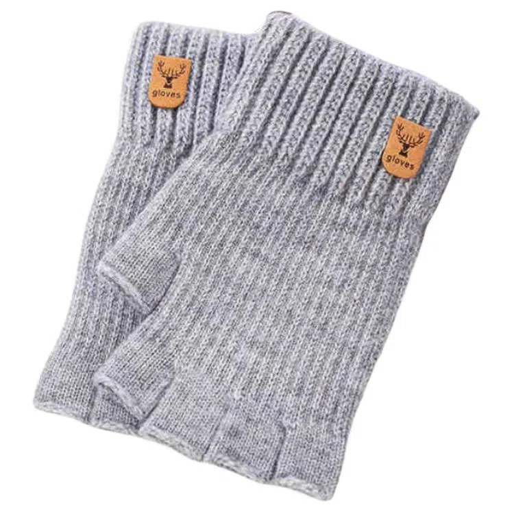 木林森 秋冬季针织半指 学生防寒加厚保暖 腈纶 绒线手套 男女同款情侣款