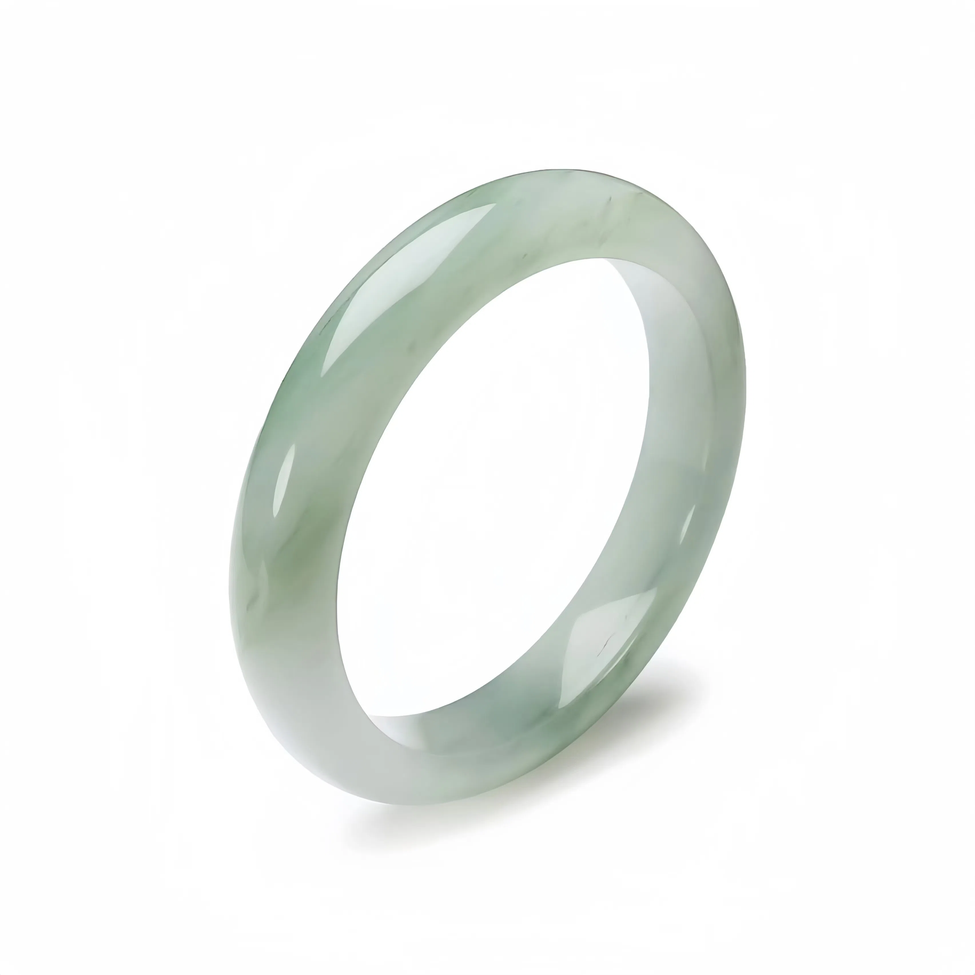 吉瑶 精品 清冷优雅 温婉大方 新中式 国风国韵青山远黛翠玉平安镯  国潮古风 浅绿飘花 汉服旗袍 新中式 天山翠 手镯 女款