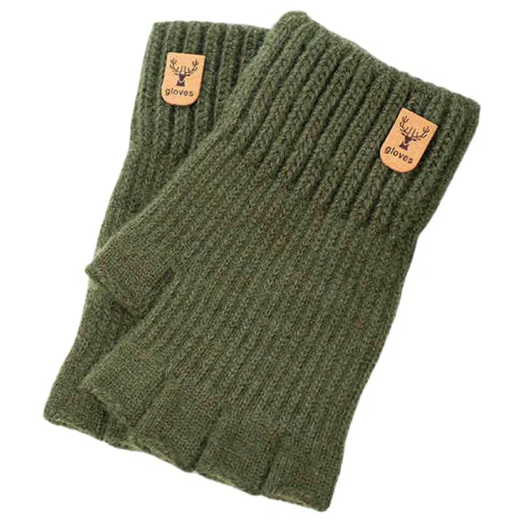 木林森 秋冬季针织半指 学生防寒加厚保暖 腈纶 绒线手套 男女同款情侣款