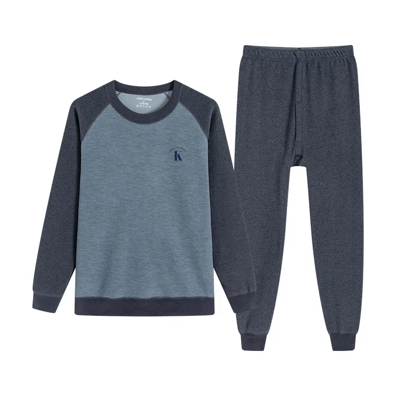 贴身领域 加绒加厚可外穿青少年长袖长裤保暖套装 男款