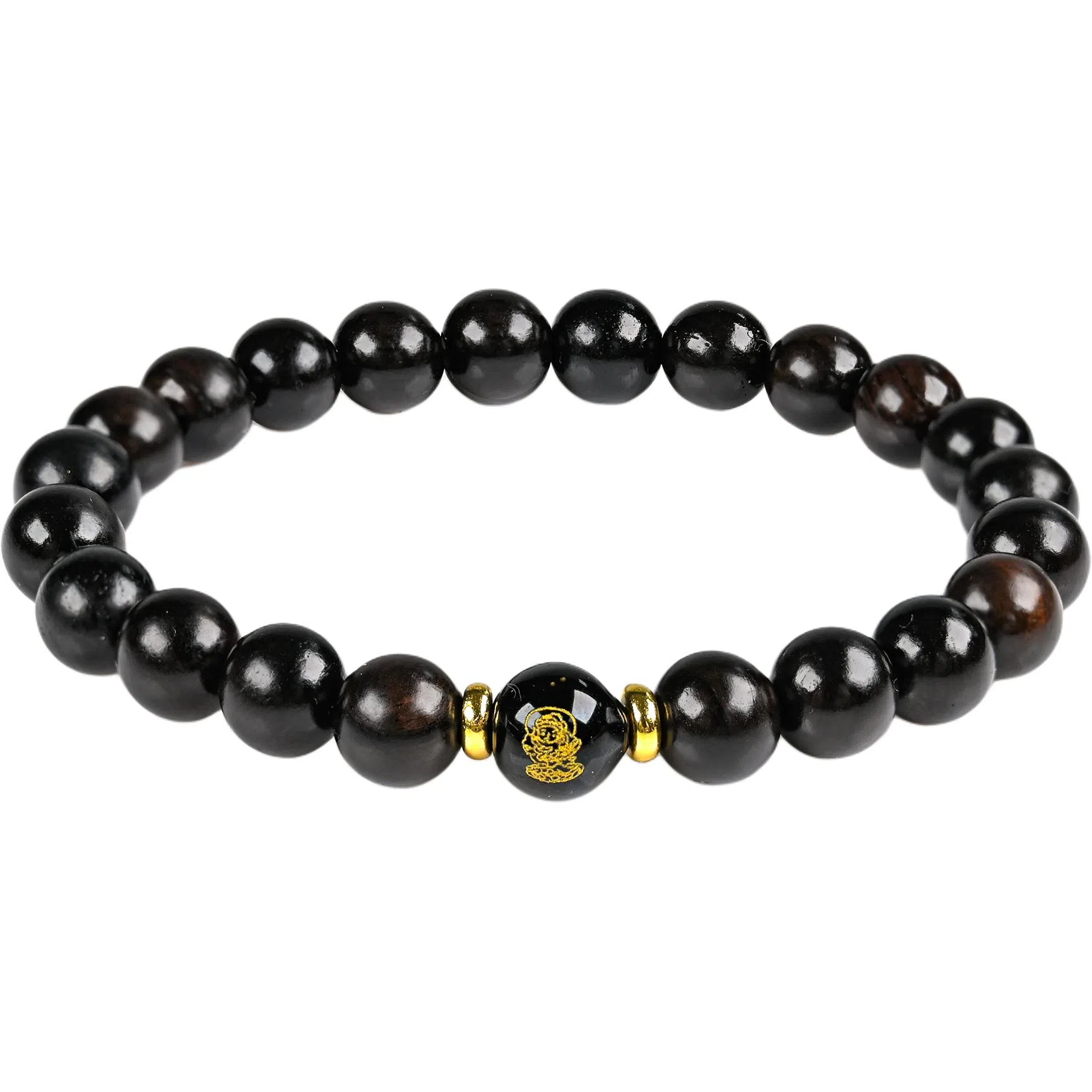 物㯖 五路财神财源滚滚多彩琉璃新中式国潮紫光檀诸事顺利招财进宝纳福转运珠百搭送礼平安好运檀木饰品 黑檀 木作手串 男女同款情侣款