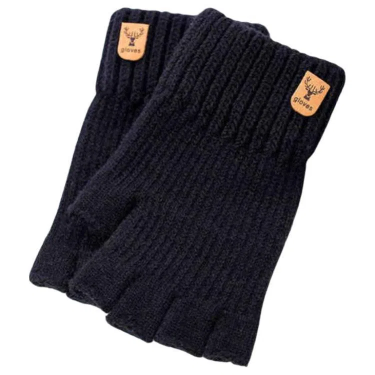 木林森 秋冬季针织半指 学生防寒加厚保暖 腈纶 绒线手套 男女同款情侣款