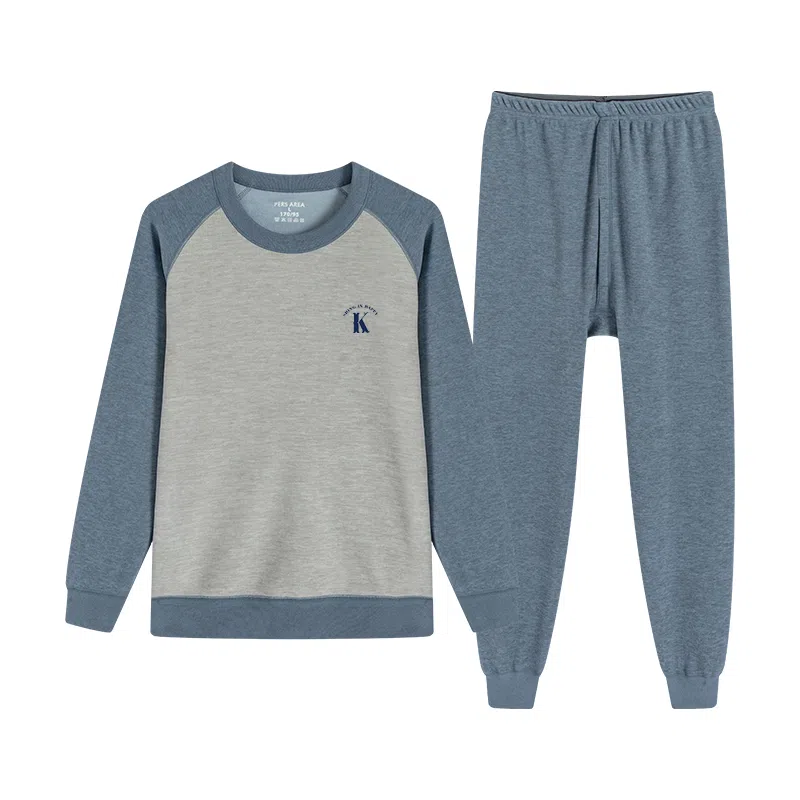 贴身领域 加绒加厚可外穿青少年长袖长裤保暖套装 男款