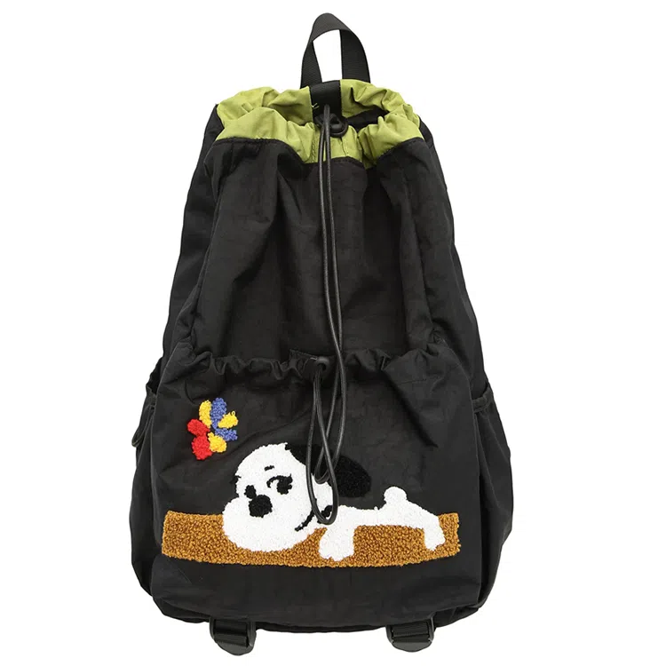 卡卡树 轻便休闲抽绳大容量通勤百搭 尼龙 双肩包 男女同款情侣款 黑色/黄色/卡其色/绿色