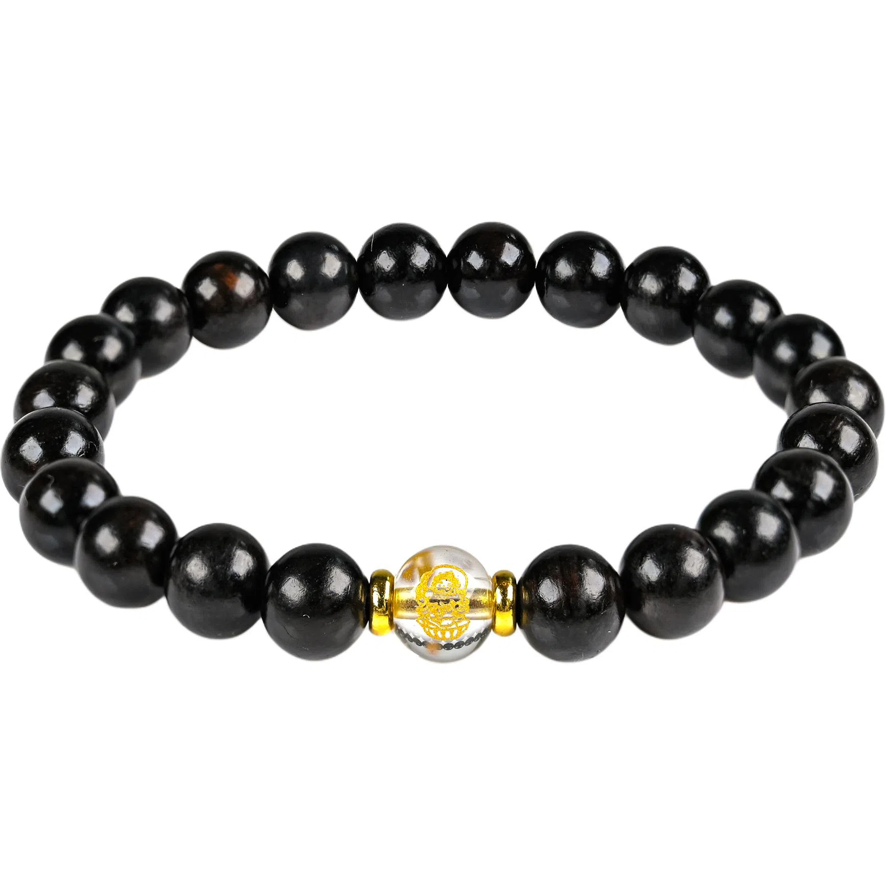 物㯖 五路财神财源滚滚多彩琉璃新中式国潮紫光檀诸事顺利招财进宝纳福转运珠百搭送礼平安好运檀木饰品 黑檀 木作手串 男女同款情侣款