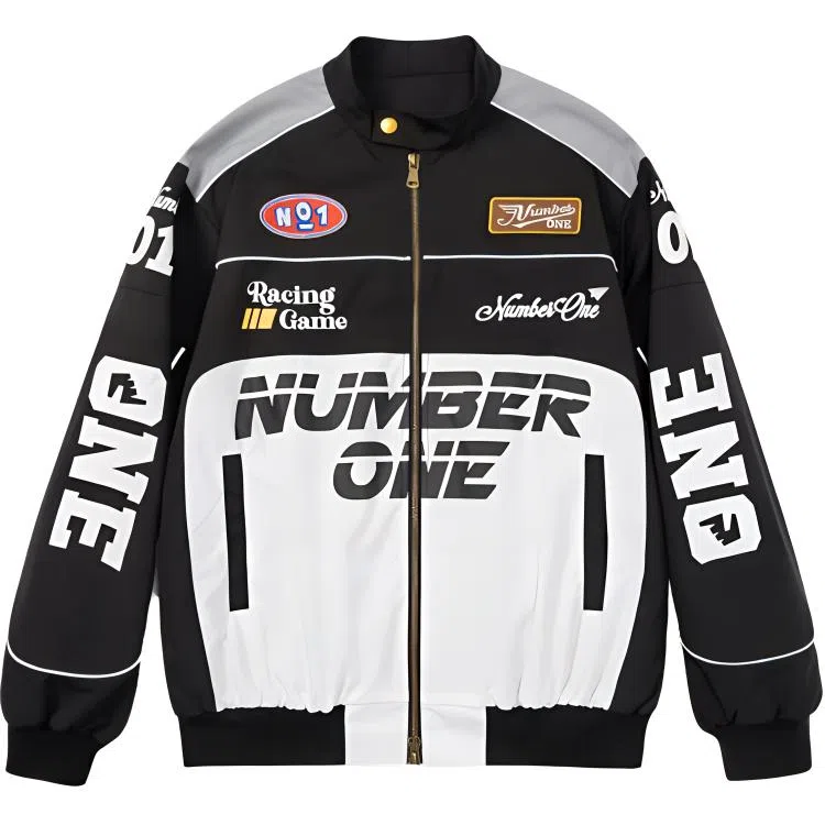 南波万 时尚休闲美式复古宽松长袖棒球服 女款 黑色