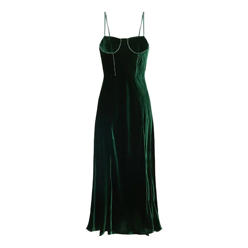 桑罗 无袖吊带纯色性感睡裙 女款 松石绿