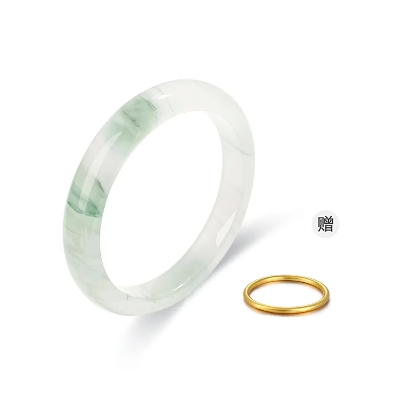 吉瑶 精品 清冷优雅 温婉大方 新中式 国风国韵青山远黛翠玉平安镯  国潮古风 浅绿飘花 汉服旗袍 新中式 天山翠 手镯 女款