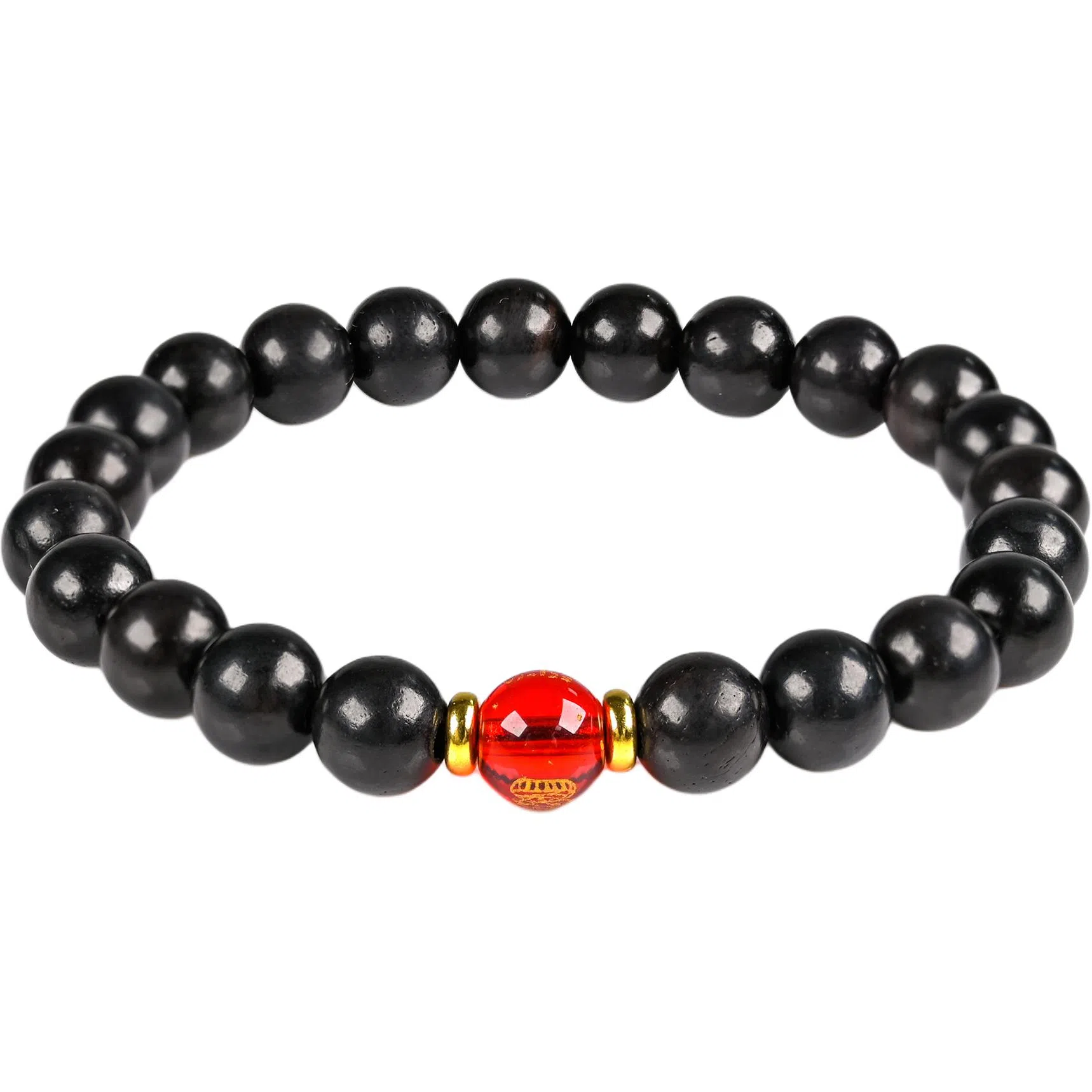 物㯖 五路财神财源滚滚多彩琉璃新中式国潮紫光檀诸事顺利招财进宝纳福转运珠百搭送礼平安好运檀木饰品 黑檀 木作手串 男女同款情侣款