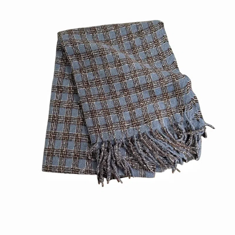 北极绒 氛围感格子冬新款韩系百搭学生可爱少女加厚保暖韩版 聚酯纤维 绒线围巾 男女同款情侣款