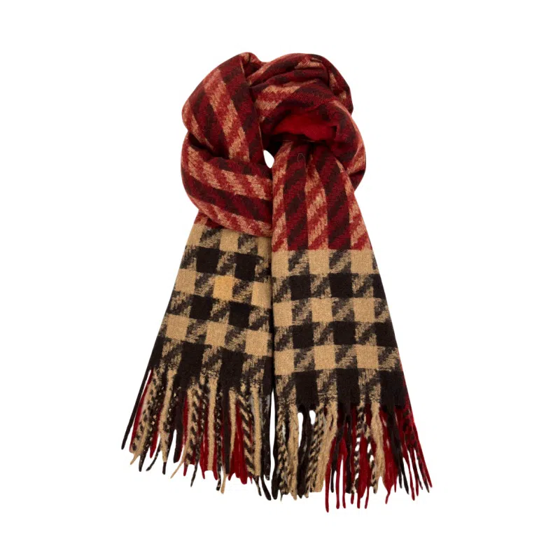 北极绒 日系复古氛围感格子流苏学生加厚保暖百搭高级感 绒线围巾 男女同款情侣款