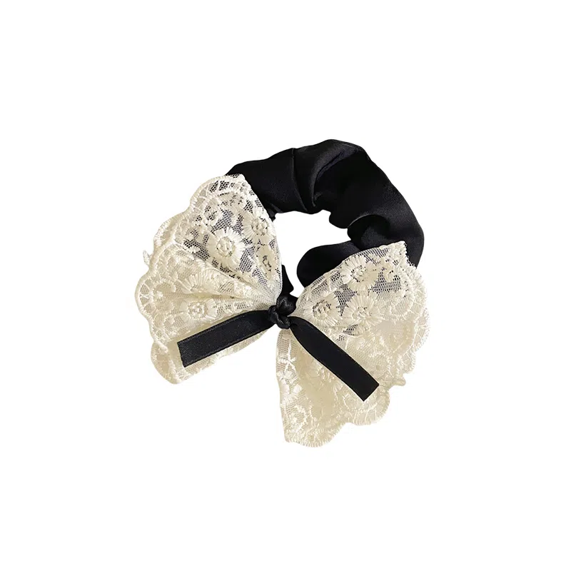 水中玉 蕾丝蝴蝶结大肠发圈扎头发丸子头高马尾发绳少女心头饰  布艺 头绳 女款
