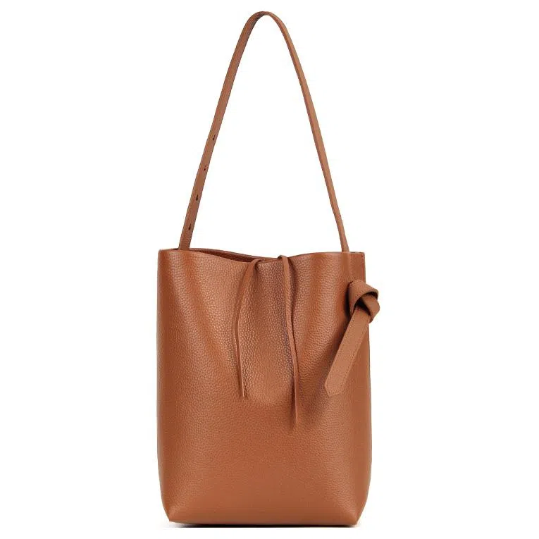 YOCAMU Vintage Leather Shoulder Bag Medium Black Brown