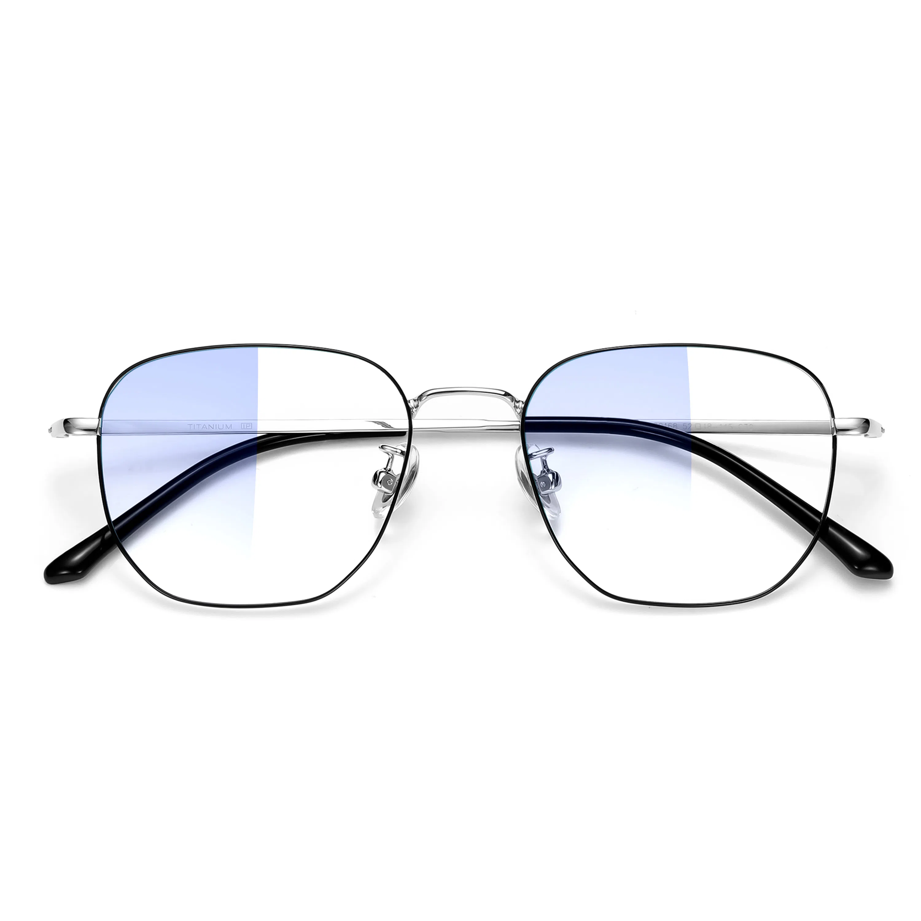 【联系客服可选度数】 苍木优品 感光变色抗疲劳眼镜近视可定制近视镜片超轻纯钛平光镜 合金钛 不规则形 光学镜架 男女同款情侣款